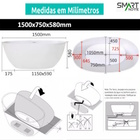 Kit Banheira Imersao Freestanding Luxo 1.50m C/ Mist Cromado