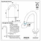 Kit Banheiro 1 Torneira Mesa Tube 1/4 de Volta Dourado Fosco