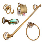 Kit Banheiro 5 Peças Bronze C/ Porcelana Conjunto Acessórios