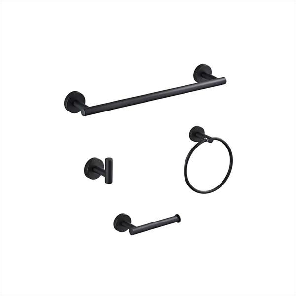 Kit Banheiro Acessórios 4 Peças Inox Preto Fosco
