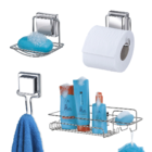 Kit Banheiro Acessórios Com Ventosa 4 Peças Cromado