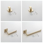 Kit Banheiro Acessórios Dourado Brilhante 4 Peças Aço Inox