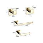 Kit Banheiro Acessórios Dourado Brilhante 4 Peças Aço Inox