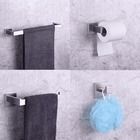 Kit Banheiro Acessórios Quadrado Escovado Inox 4 Peças