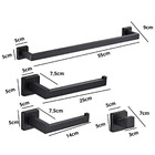 Kit Banheiro Acessórios Quadrado Preto Inox 4 Peças