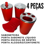Kit Banheiro Aço Inox Lavabo Decorado 4 Peças Saboneteira Ver