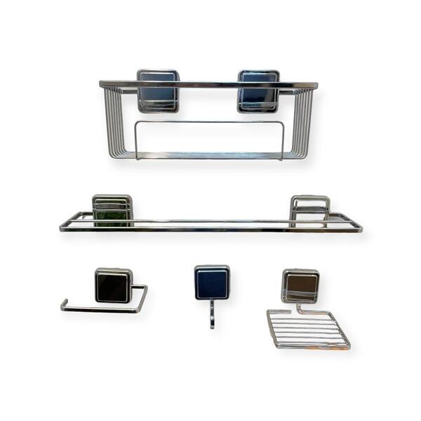 Kit Banheiro Adesivo Cromado Future 5 Peças