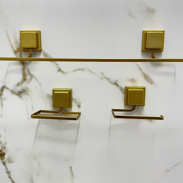 Kit Banheiro Adesivo Dourado Fosco Arthi 3 Peças