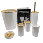 Kit Banheiro Bambu 6 Peças Cor:branco