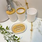 Kit Banheiro Bancada Branco Bambu Plasvale 6 Peças