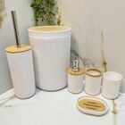 Kit Banheiro Bancada Branco Bambu Plasvale 6 Peças