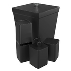 Kit Banheiro Bancada C/ Lixeira Stolf Preto 4 Pçs