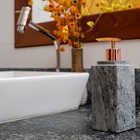 Kit Banheiro Bancada Lavabo Luxo Em Pedra Sabão N02 Rosê