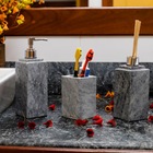 Kit Banheiro Bancada Lavabo Luxo Em Pedra Sabão N04 Prata