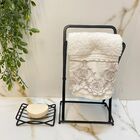 Kit Banheiro Bancada P Toalha Saboneteira Preto 2pçs