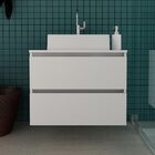 Kit Banheiro Com Cuba Inclusa Gabinete Suspenso E Espelheira