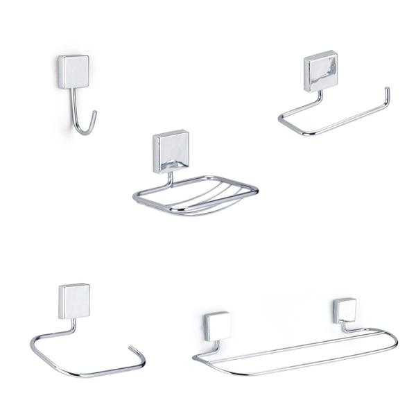 Kit Banheiro Cromado Elegance Metal 5 Peças Inox Lavabo