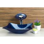 Kit Banheiro Cuba Azul Marine + Torneira Cascata + Válvula