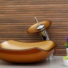 Kit Banheiro Cuba De Vidro Abaulada + Torneira Cascata + Válv