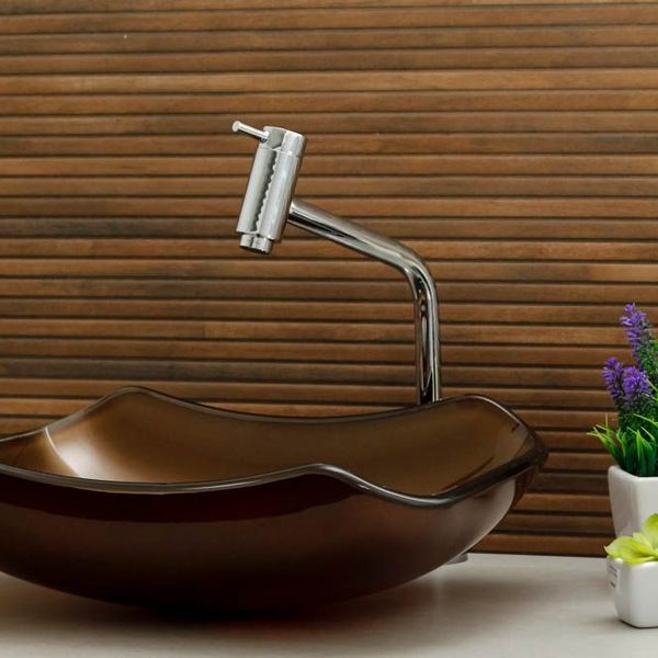 Kit Banheiro Cuba De Vidro Abaulada + Torneira Link + Válvula