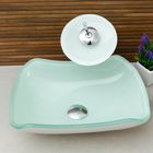 Kit Banheiro Cuba De Vidro Abaulada Branca + Torneira Cascata