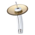 Kit Banheiro Cuba De Vidro Chanfrada Dourada + Torneira Casca