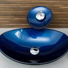 Kit Banheiro Cuba De Vidro Oval + Torneira Cascata + Válvula