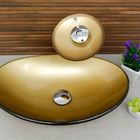 Kit Banheiro Cuba De Vidro Oval + Torneira Cascata + Válvula