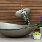 Kit Banheiro Cuba De Vidro Oval + Torneira Cascata + Válvula