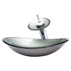 Kit Banheiro Cuba De Vidro Oval + Torneira Cascata + Válvula