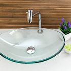 Kit Banheiro Cuba De Vidro Oval Incolor + Torneira Link  + Vá