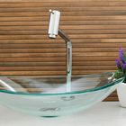 Kit Banheiro Cuba De Vidro Oval Incolor + Torneira Link + Vál