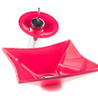 Kit Banheiro Cuba De Vidro Quadrada Rt 34 Cm + Torneira Casca