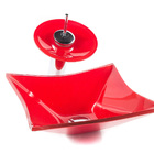 Kit Banheiro Cuba De Vidro Quadrada Rt 34 Cm + Torneira Casca