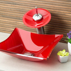 Kit Banheiro Cuba De Vidro Quadrada Rt 34 Cm + Torneira Casca