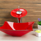 Kit Banheiro Cuba De Vidro Quadrada Rt 34 Cm + Torneira Casca