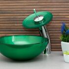 Kit Banheiro Cuba De Vidro Redonda 30 Cm + Torneira Cascata +