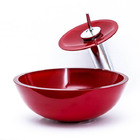 Kit Banheiro Cuba De Vidro Redonda 30 Cm + Torneira Cascata +