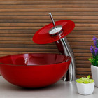 Kit Banheiro Cuba De Vidro Redonda 30 Cm + Torneira Cascata +