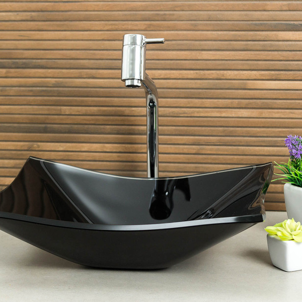 Kit Banheiro Cuba De Vidro Retangular + Torneira Link + Válvu