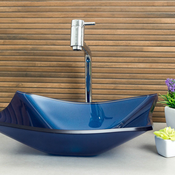 Kit Banheiro Cuba De Vidro Retangular + Torneira Link + Válvu