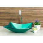 Kit Banheiro Cuba De Vidro Retangular Verde + Torneira Link