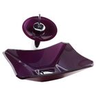 Kit Banheiro Cuba De Vidro Retrô 38 Cm Roxa + Torneira Cascat