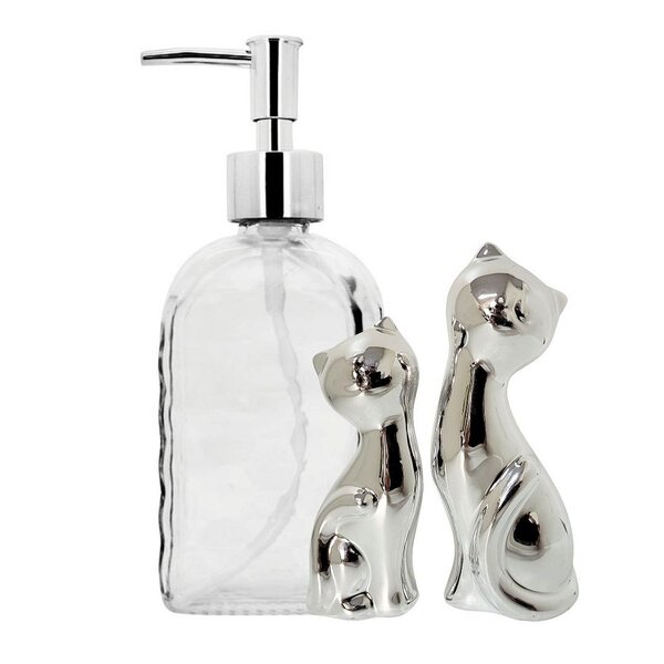 Kit Banheiro Decor Porta Sabonete Líquido Clear E Enfeite Cas