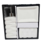 Kit Banheiro Decorado Lavabo Moderno Saboneteira Porcelana Br