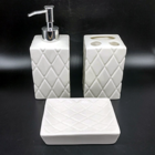 Kit Banheiro Decorado Lavabo Moderno Saboneteira Porcelana Br