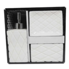 Kit Banheiro Decorado Lavabo Moderno Saboneteira Porcelana Br