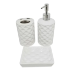 Kit Banheiro Decorado Lavabo Moderno Saboneteira Porcelana Br