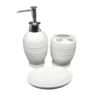 Kit Banheiro Decorado Lavabo Moderno Saboneteira Porcelana Br