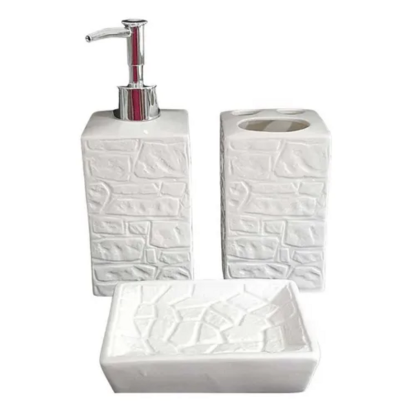 Kit Banheiro Decorado Lavabo Moderno Saboneteira Porcelana Br
